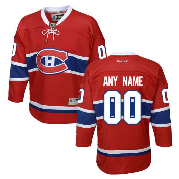 Youth Montreal Canadiens Reebok Red Home Premier Custom NHL Jersey->->Custom Jersey